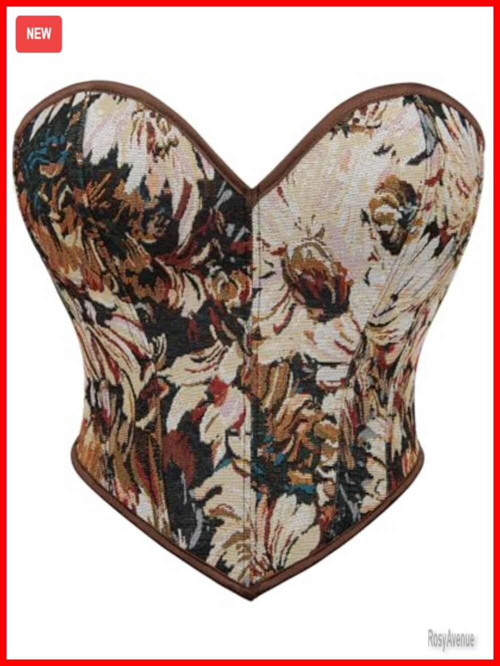 Vintage Renaissance Corset Bustier Lace-Up Back Asymmetrical Hem
